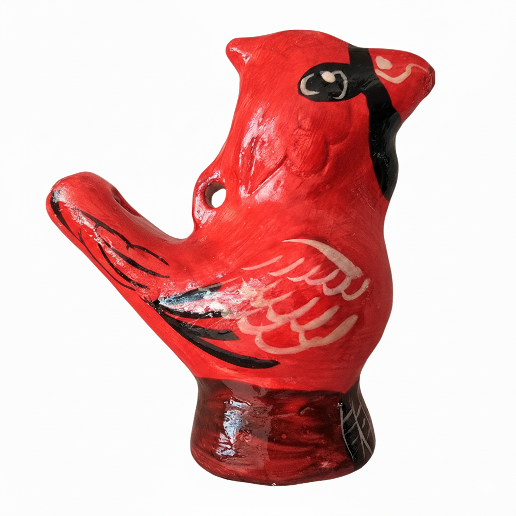 Cardinal & songbird ceramic bird water whistle from the Peruvian Amazon