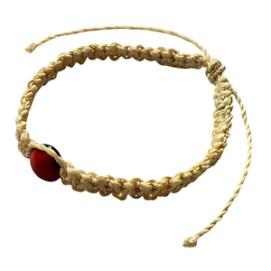 Huayruru and chambira palm fiber macrame bracelets - made by Peruvian Amazon native artisans