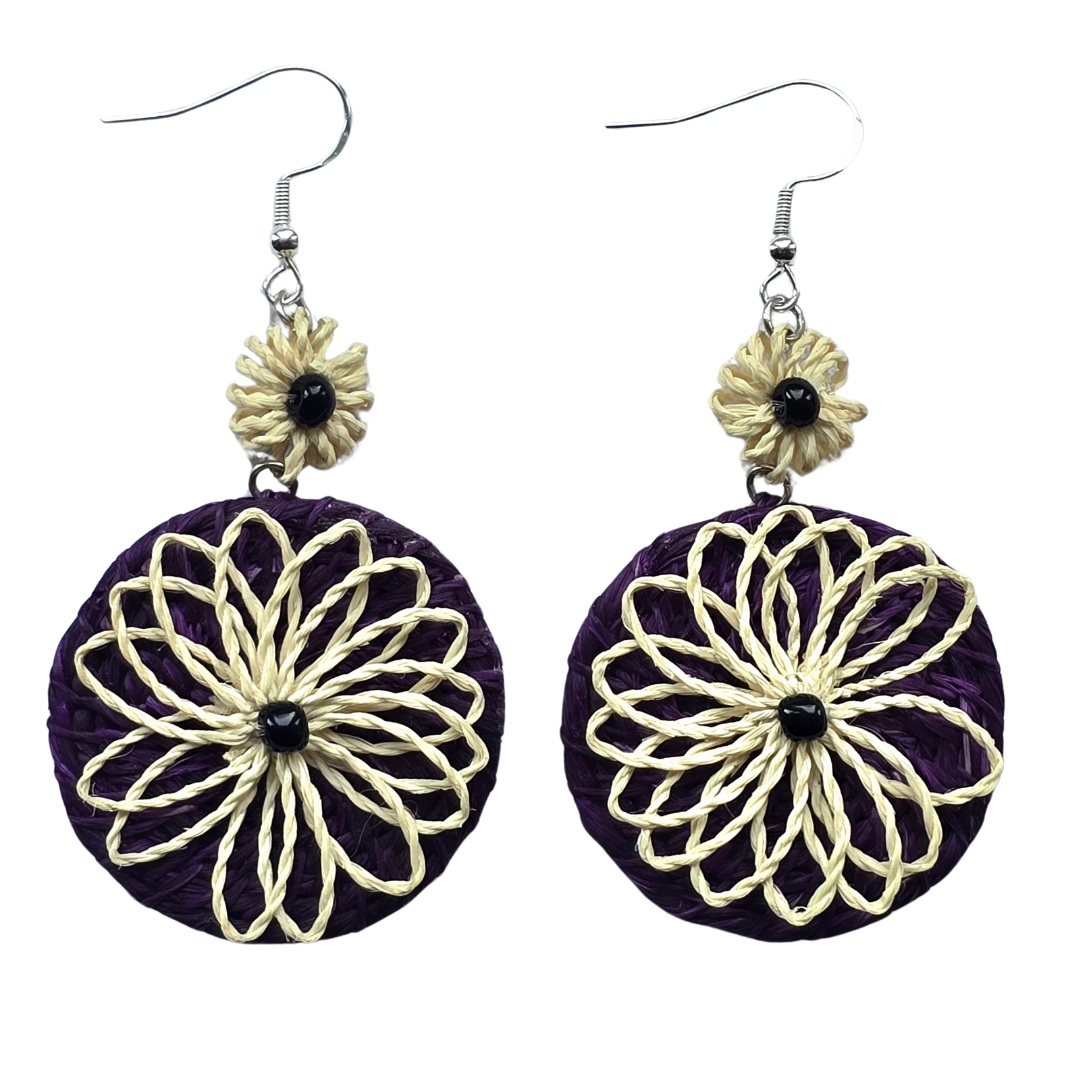 Chambira flower spiral earrings - made by artisans from the Peruvian Amazon - Amazon Ecology