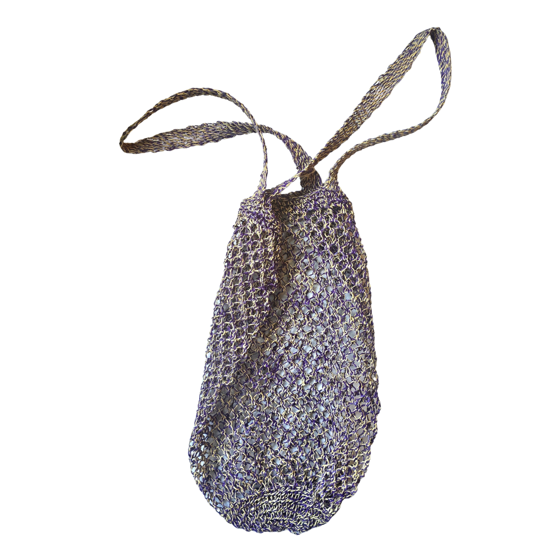 Two-handled round bottom fair trade chambira market bags made by Peruvian Amazon artisan - Amazon Ecology
