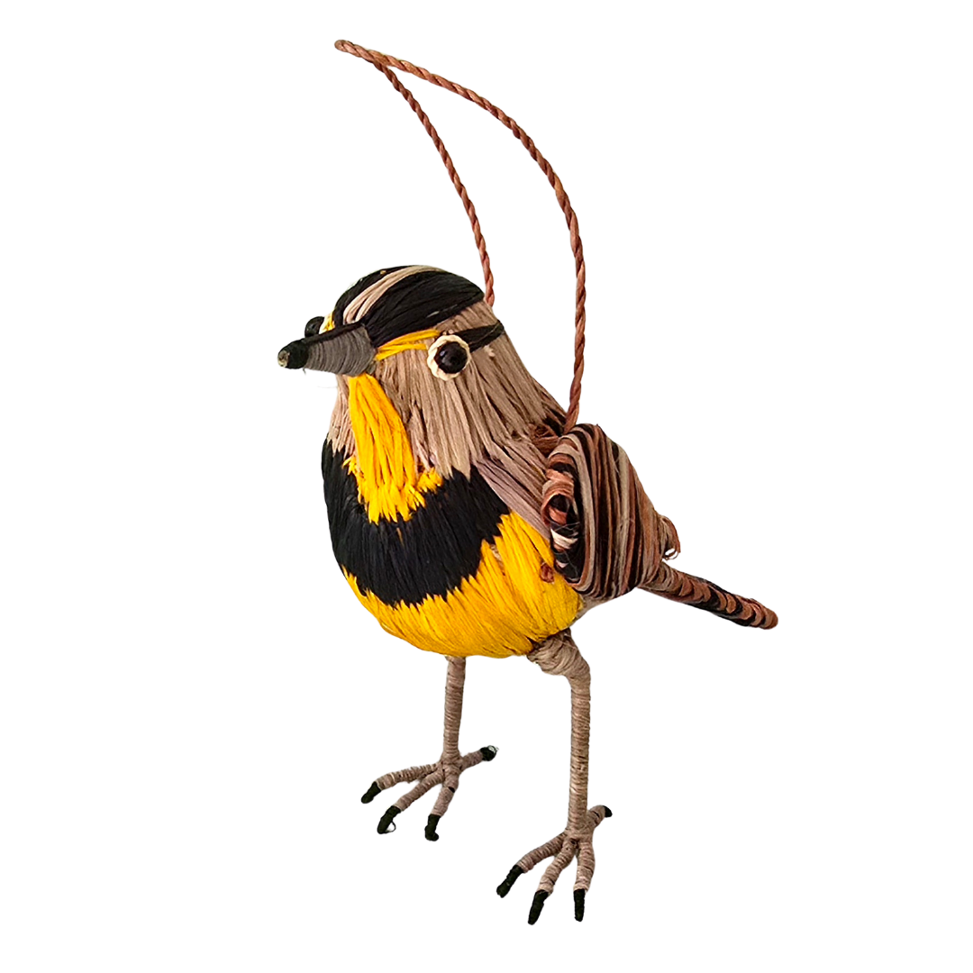 MEADOWLARK WOVEN BIRD ORNAMENT - HANDMADE BY PERUVIAN AMAZON ARTISAN - Amazon Ecology
