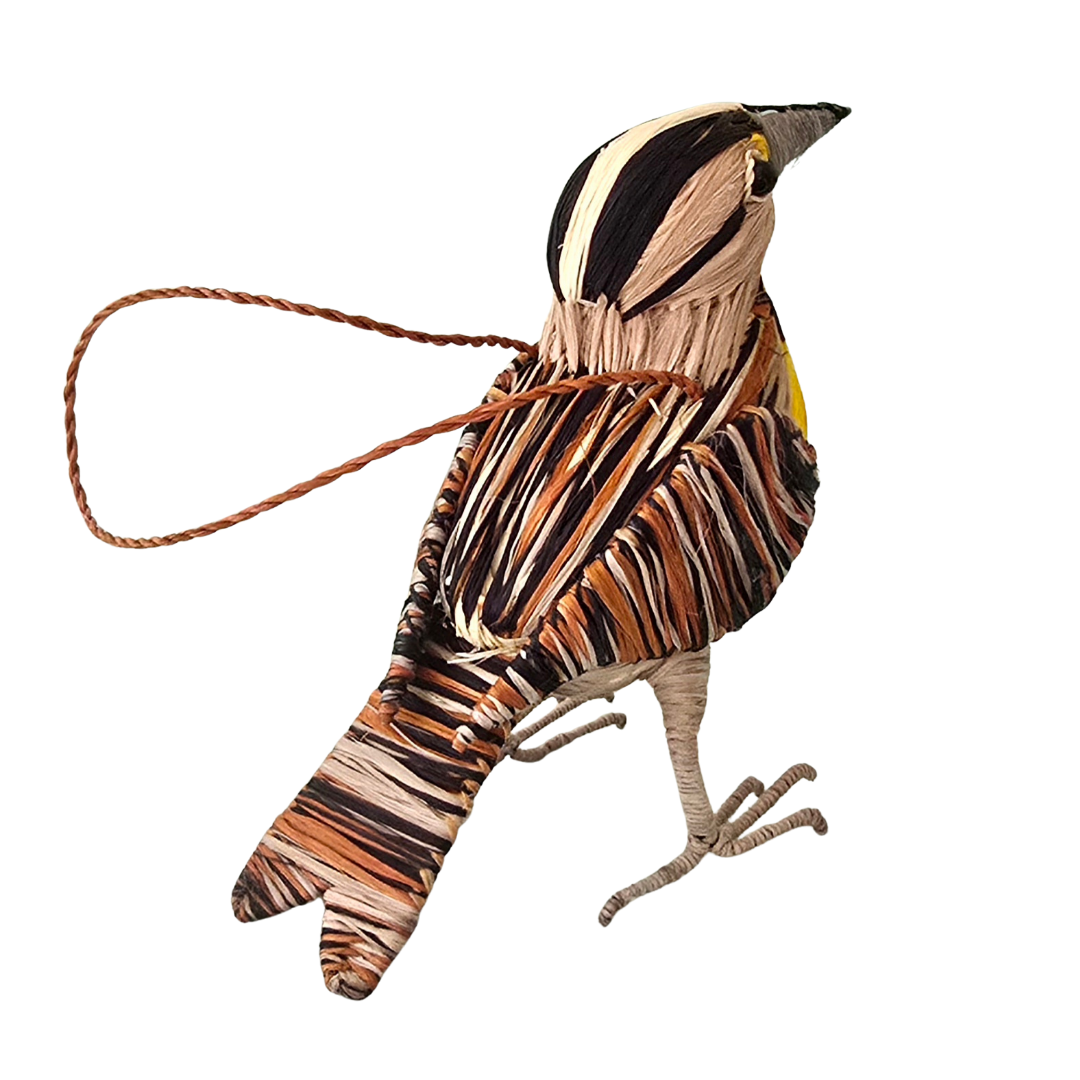 MEADOWLARK WOVEN BIRD ORNAMENT - HANDMADE BY PERUVIAN AMAZON ARTISAN - Amazon Ecology