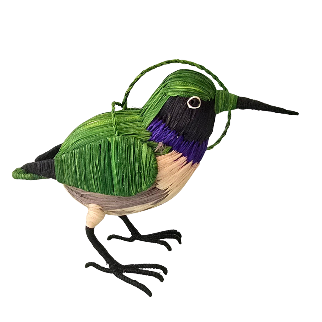 BLACK-CHINNED HUMMINGBIRD FAIR TRADE BIRD ORNAMENT - WOVEN BY PERUVIAN AMAZON ARTISAN