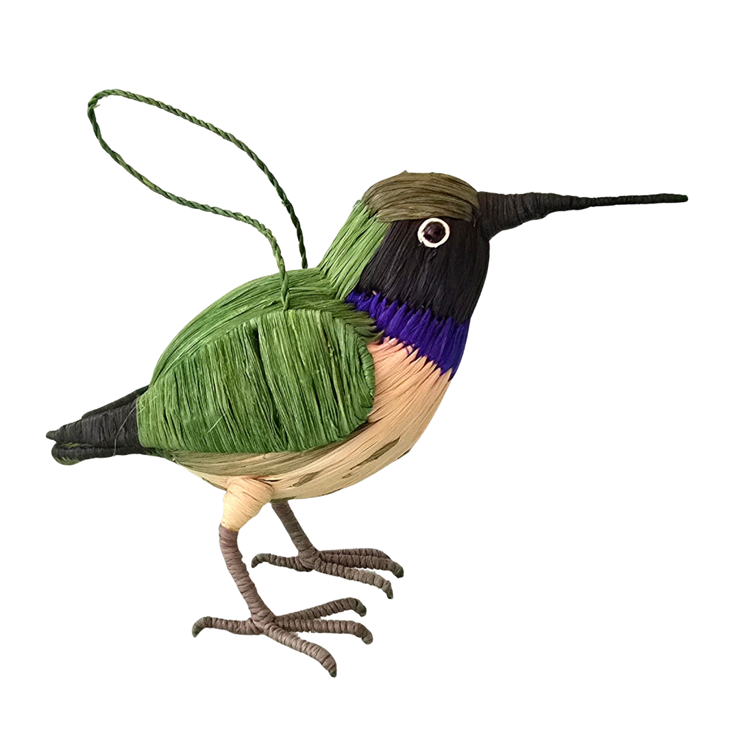 BLACK-CHINNED HUMMINGBIRD FAIR TRADE BIRD ORNAMENT - WOVEN BY PERUVIAN AMAZON ARTISAN
