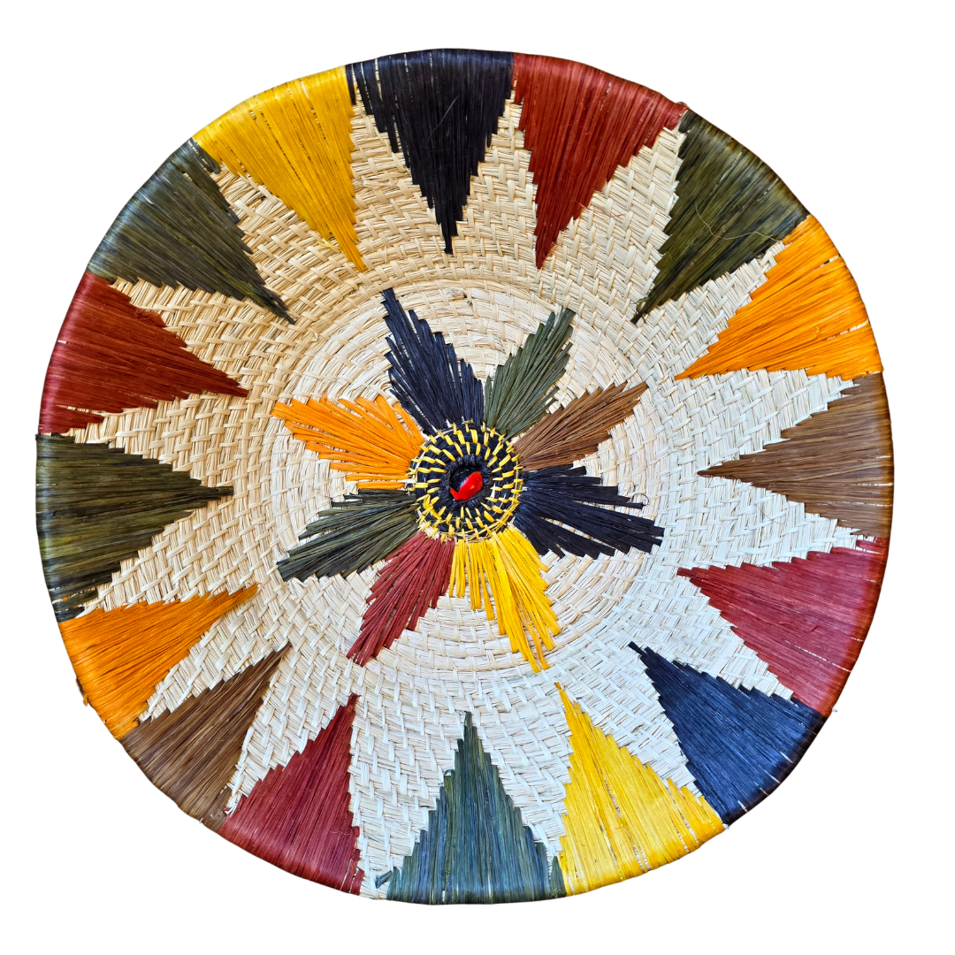 Multi-color star woven fair-trade basket - made by artisan from the Peruvian Amazon - Amazon Ecology