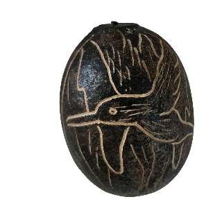 Shipibo pattern calabash hand rattle - made by Peruvian Amazon artisan - Amazon Ecology