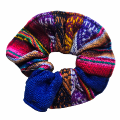 Colorful mantel pattern cotton scrunchies - made by artisan from Peruvian Amazon - Amazon Ecology