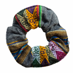 Colorful mantel pattern cotton scrunchies - made by artisan from Peruvian Amazon - Amazon Ecology
