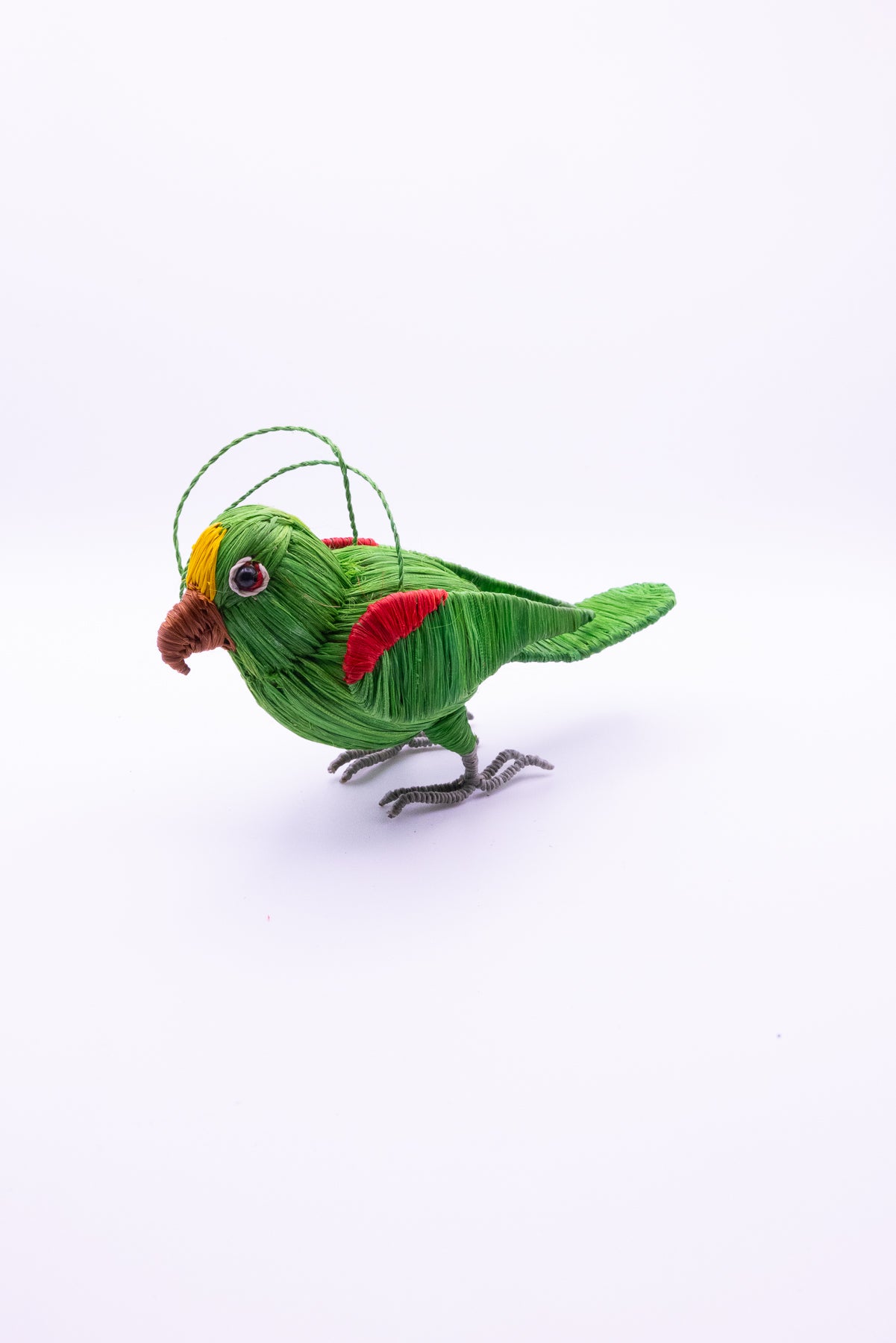 YELLOW CROWNED PARROT BIRD FAIR-TRADE CHRISTMAS TREE ORNAMENT - WOVEN BY PERUVIAN AMAZON ARTISAN