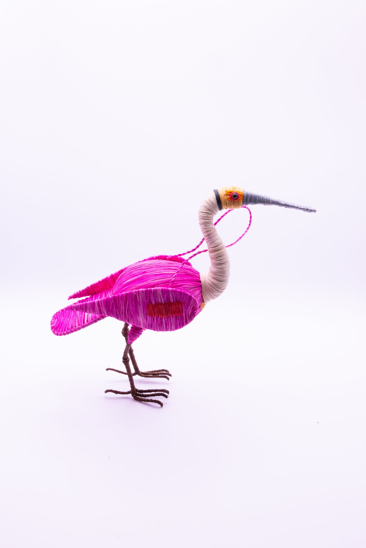 ROSEATE SPOONBILL FAIR-TRADE CHRISTMAS TREE BIRD ORNAMENT - WOVEN BY PERUVIAN AMAZON ARTISAN - Amazon Ecology