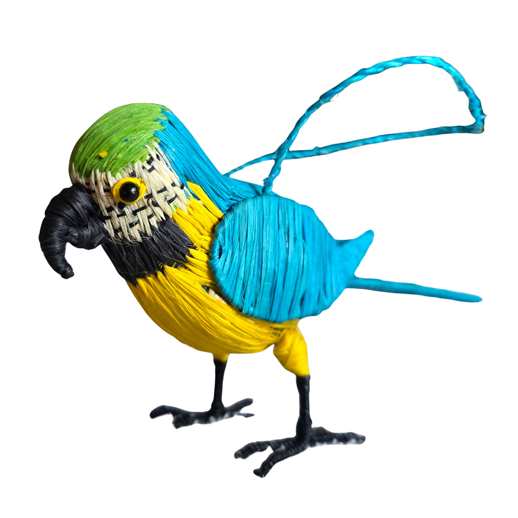 BLUE AND GOLD MACAW - FAIR-TRADE BIRD ORNAMENT - WOVEN BY PERUVIAN AMAZON ARTISAN