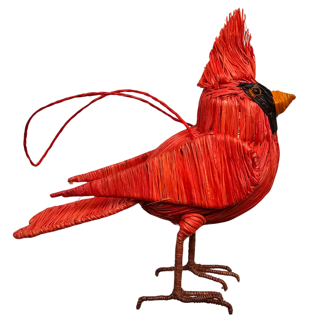CARDINAL BIRD - FAIR TRADE CHRISTMAS TREE ORNAMENT - WOVEN BY PERUVIAN AMAZON ARTISAN - Amazon Ecology