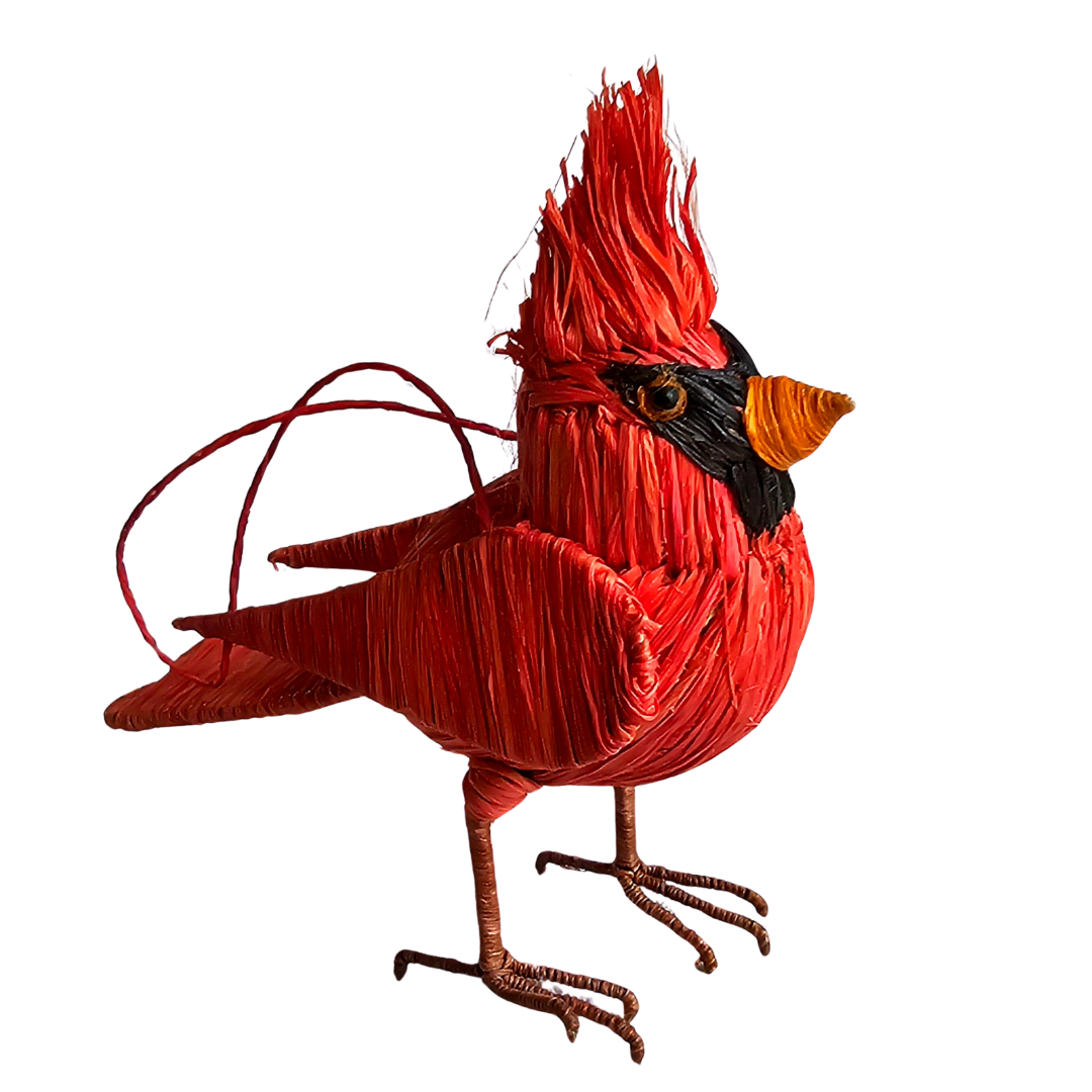 CARDINAL BIRD - FAIR TRADE CHRISTMAS TREE ORNAMENT - WOVEN BY PERUVIAN AMAZON ARTISAN - Amazon Ecology