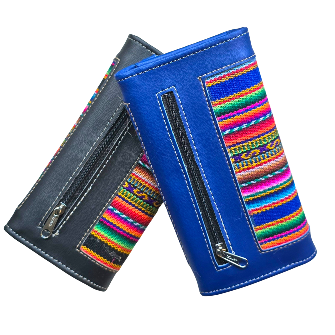 Multi-color mantel fabric clutch purse/wallet from Peru - Amazon Ecology