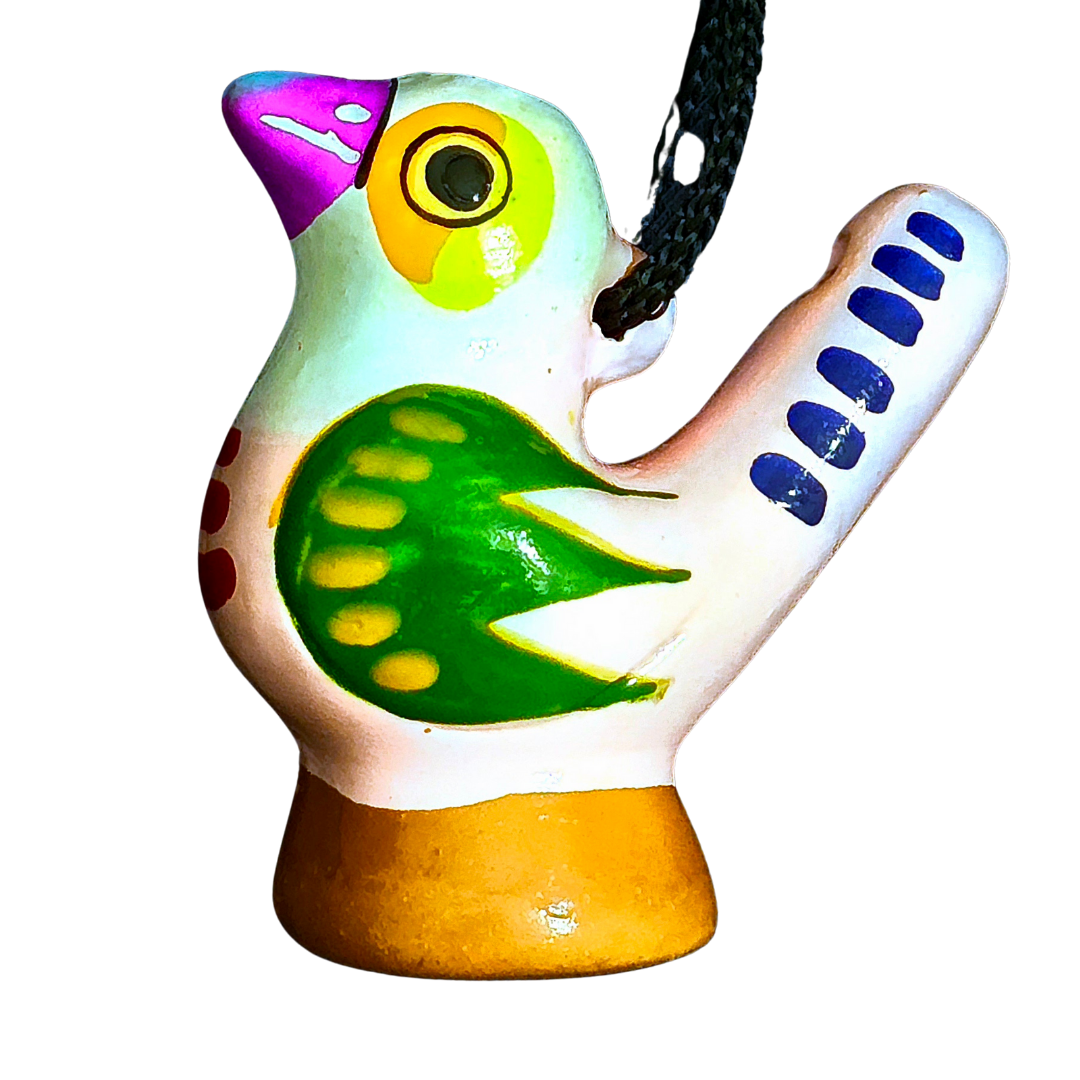Colorful bird Ceramic water whistle from the Peruvian Amazon - Amazon Ecology