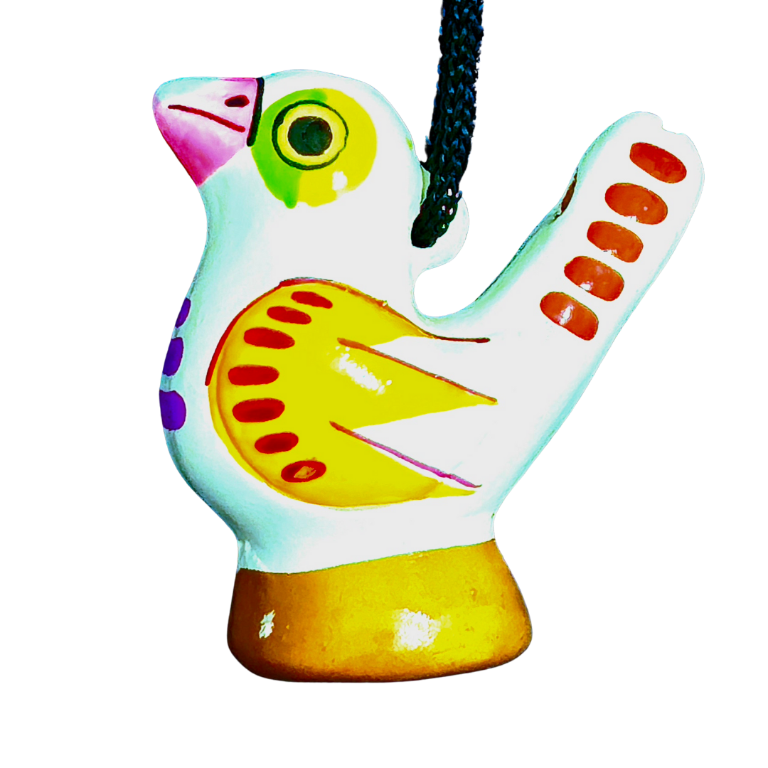 Colorful bird Ceramic water whistle from the Peruvian Amazon - Amazon Ecology