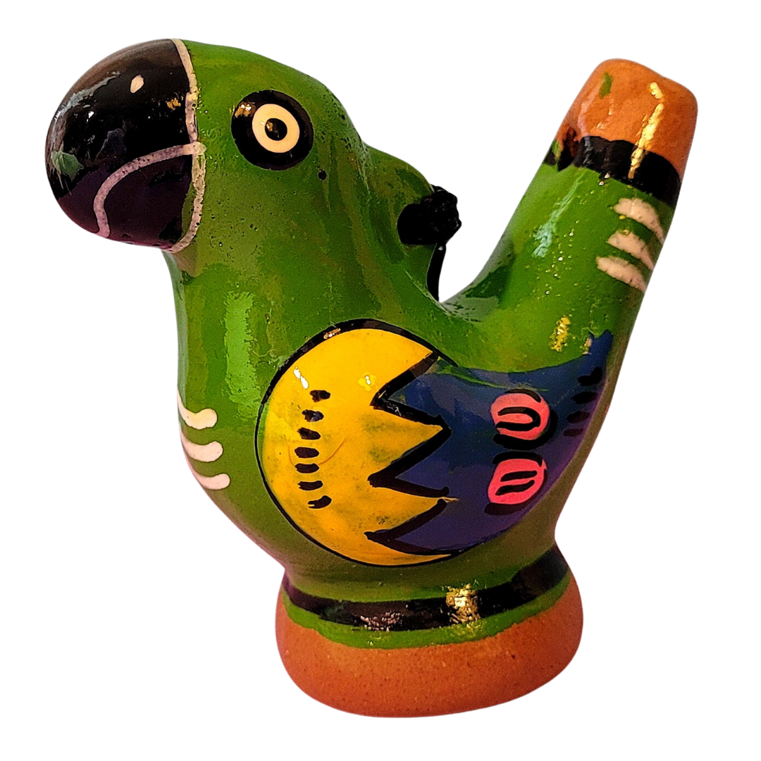 Parrot Ceramic water whistle from the Peruvian Amazon