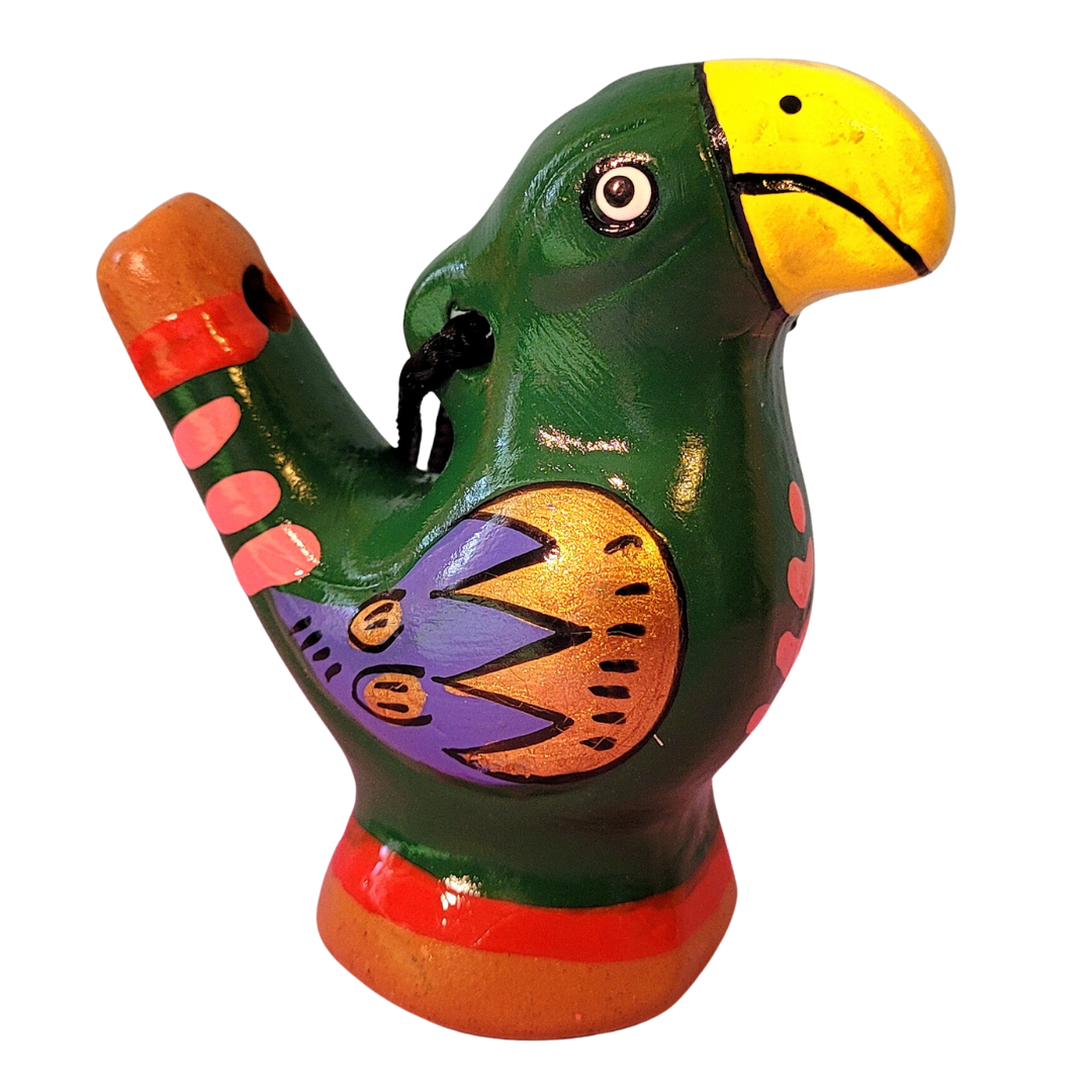 Parrot Ceramic water whistle from the Peruvian Amazon