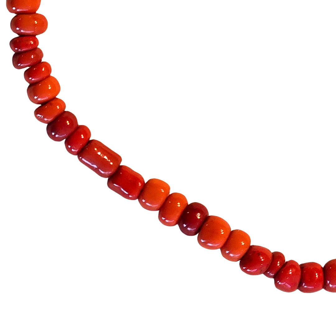 Coral colored bead necklace - made by artisan from the Peruvian Amazon