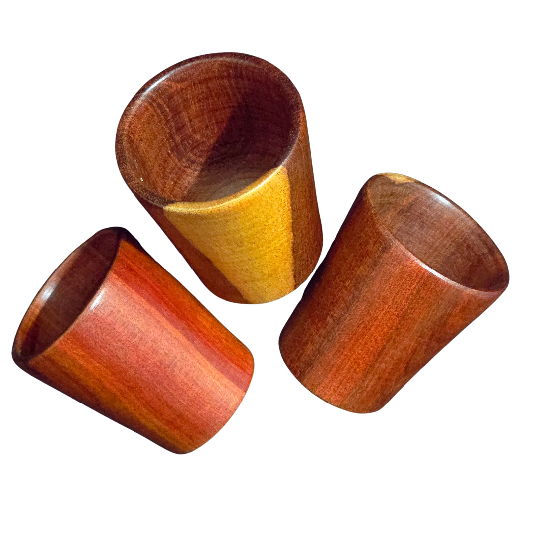 Palo sangre wood shot glasses - made by Peruvian Amazon artisan - Amazon Ecology