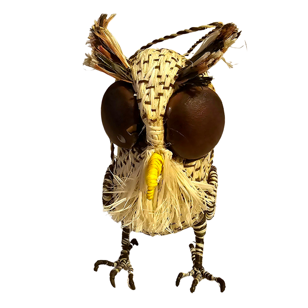 FANCIFUL OWLS - FAIR-TRADE CHRISTMAS TREE BIRD ORNAMENT - WOVEN BY PERUVIAN AMAZON ARTISAN - Amazon Ecology