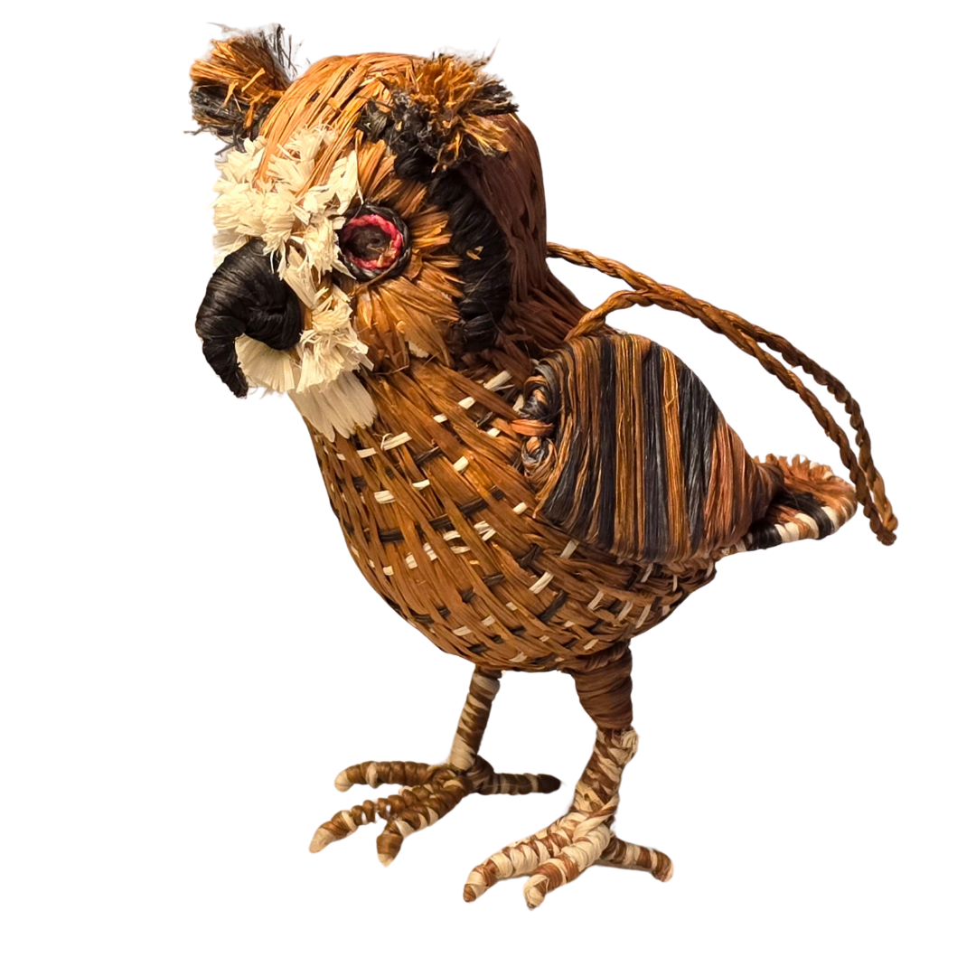 FANCIFUL OWLS - FAIR-TRADE CHRISTMAS TREE BIRD ORNAMENT - WOVEN BY PERUVIAN AMAZON ARTISAN - Amazon Ecology