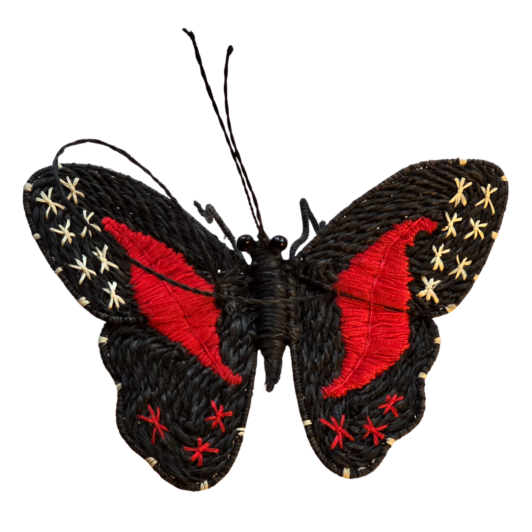 BUTTERFLY WOVEN INSECT ORNAMENT - HAND-MADE BY ARTISAN FROM THE PERUVIAN AMAZON - Amazon Ecology