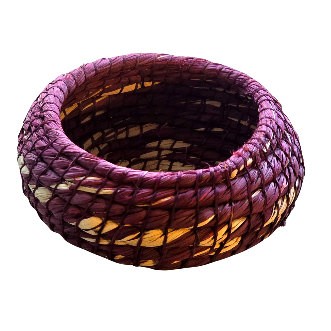 Colored chambira woven pots with open top - handmade by Peruvian artisan