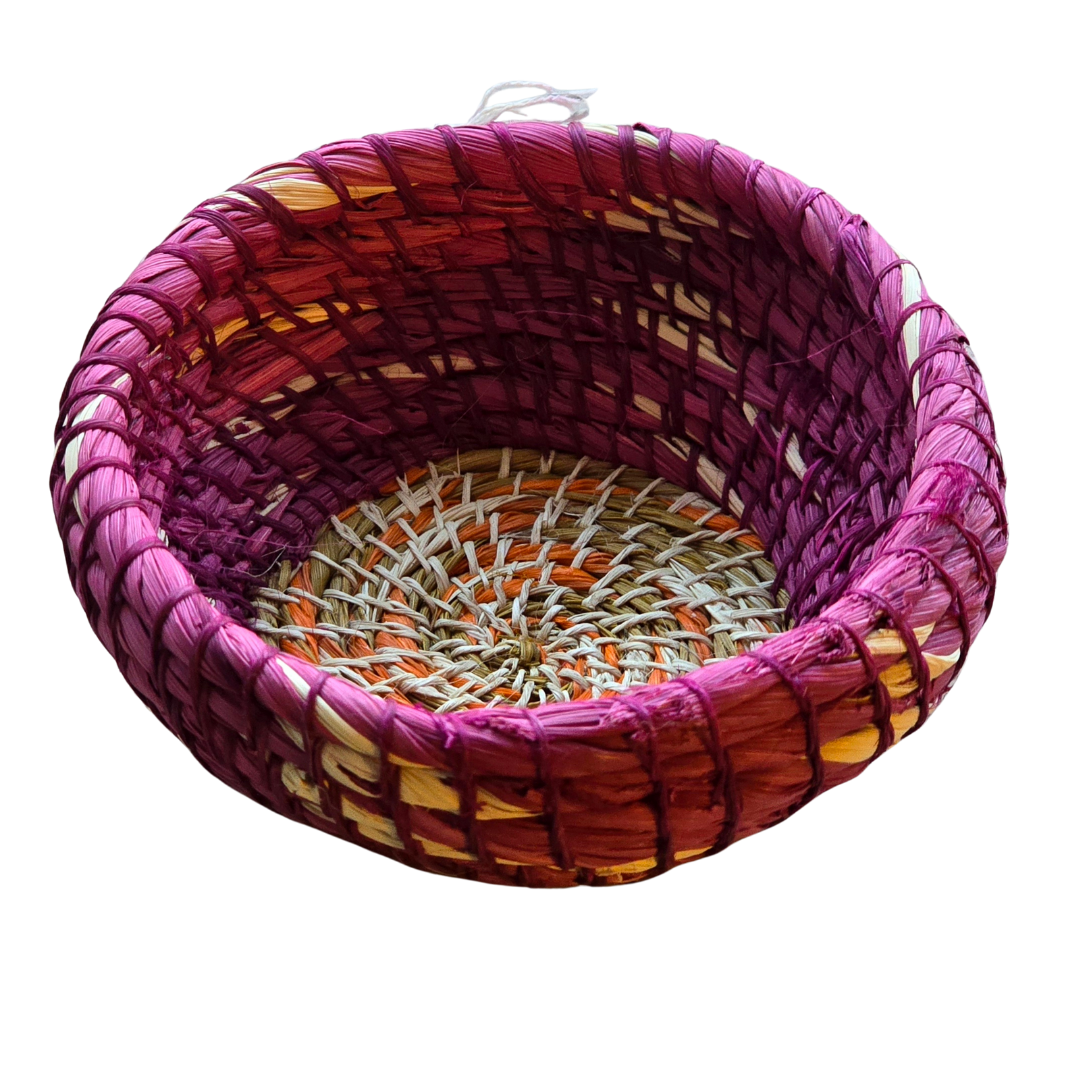 Colored chambira woven pots with open top - handmade by Peruvian artisan