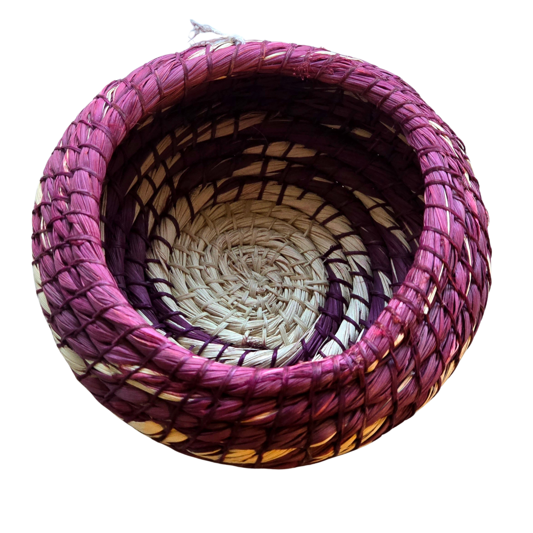 Colored chambira woven pots with open top - handmade by Peruvian artisan