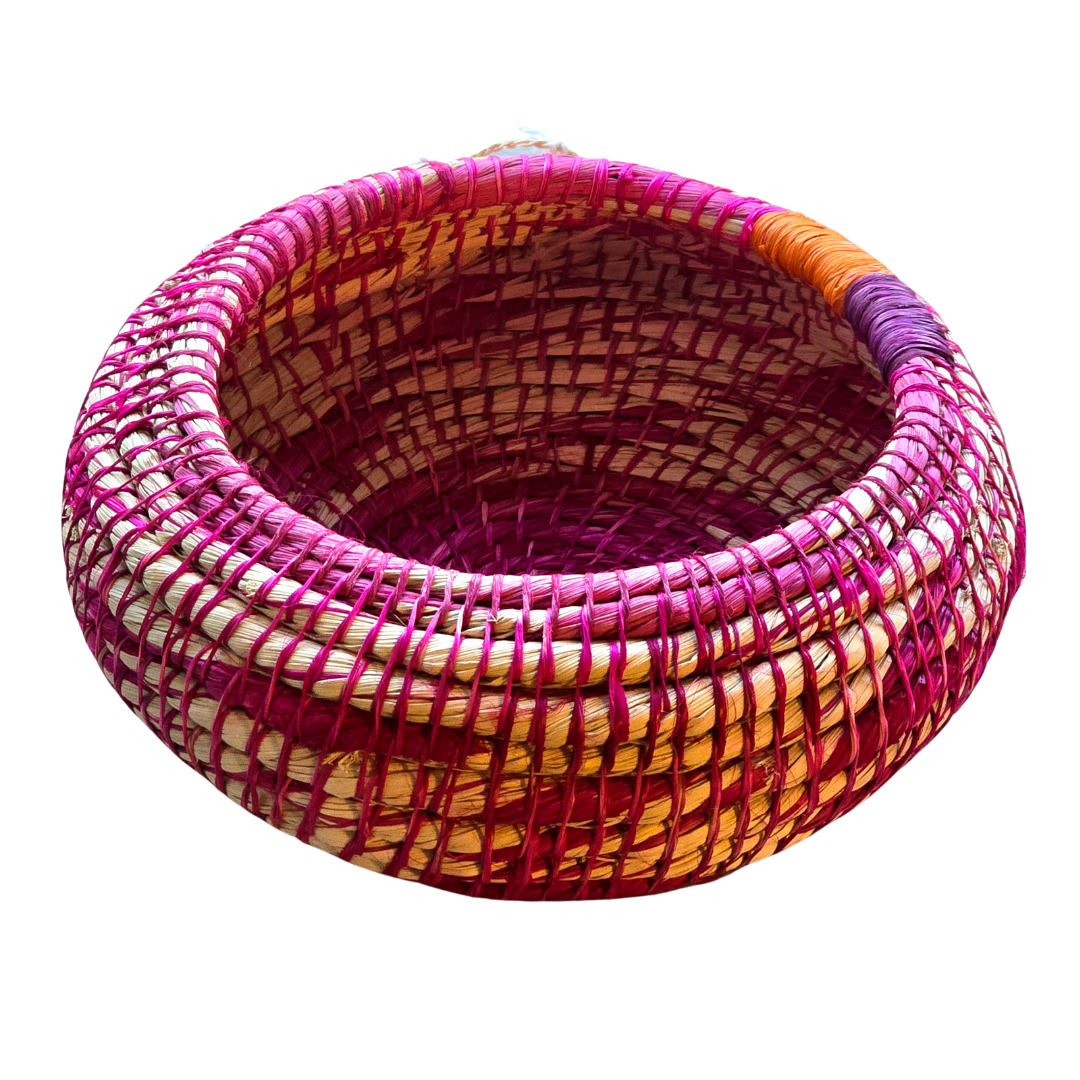 Colored chambira woven pots with open top - handmade by Peruvian artisan