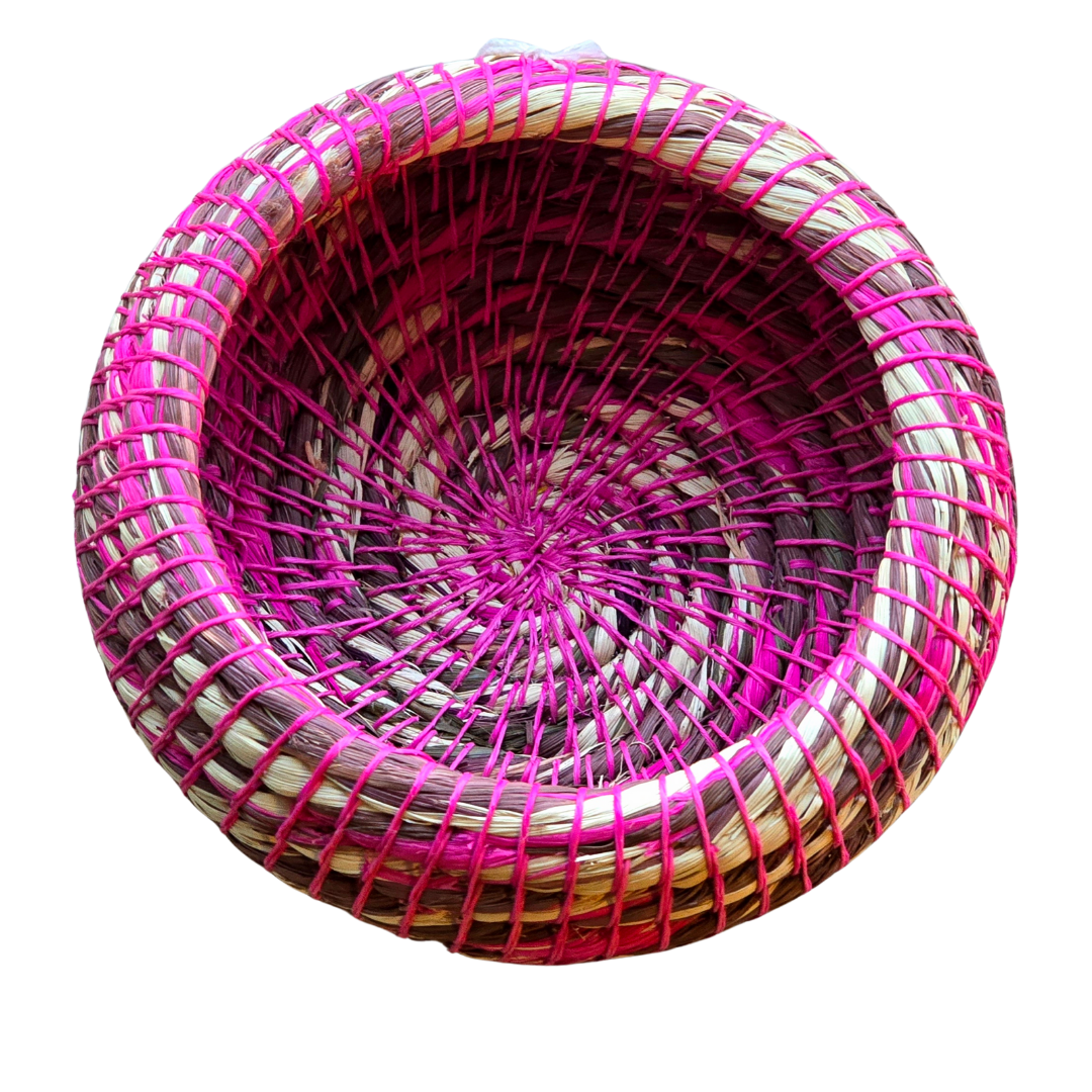 Colored chambira woven pots with open top - handmade by Peruvian artisan