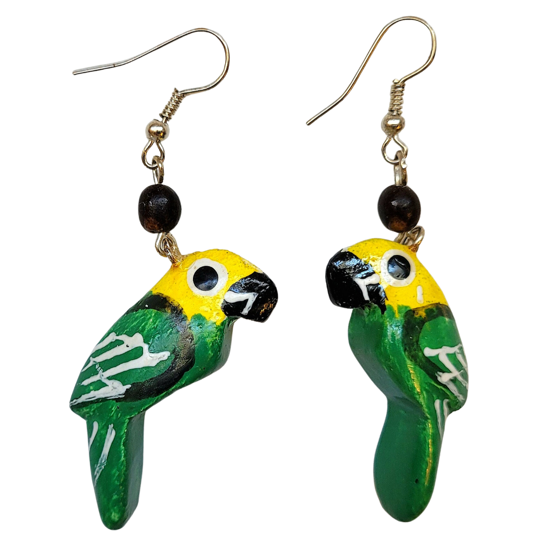 Parrot Balsa Wood Earrings - made by artisans from the Peruvian Amazon
