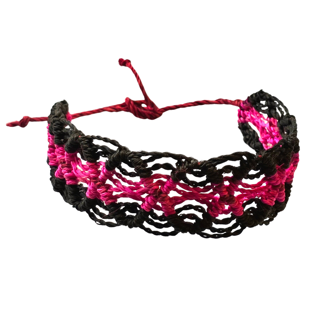 Bora native pattern chambira palm fiber bracelets - Amazon Ecology