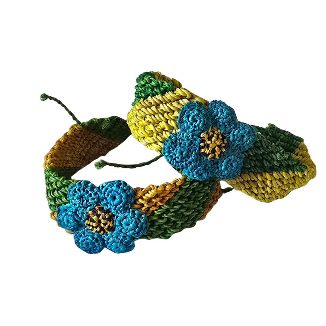 Bora native pattern chambira palm fiber bracelets - Amazon Ecology