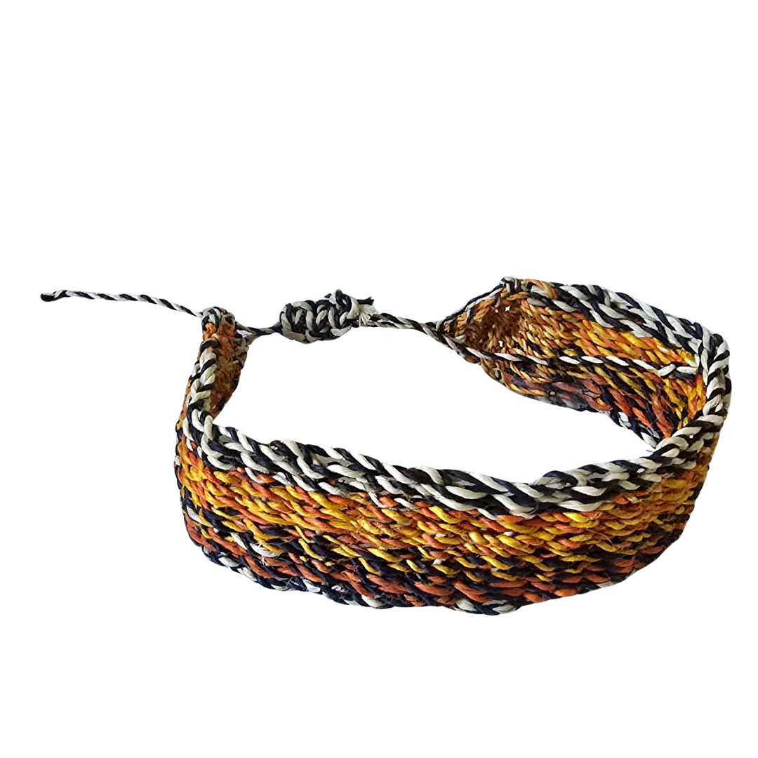 Bora native pattern chambira palm fiber bracelets - Amazon Ecology