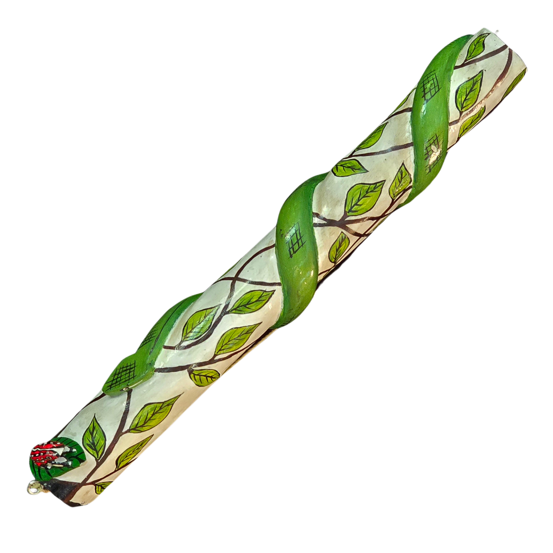 Wooden tropical snake on branch decoration - made by Peruvian Amazon artisan - Amazon Ecology