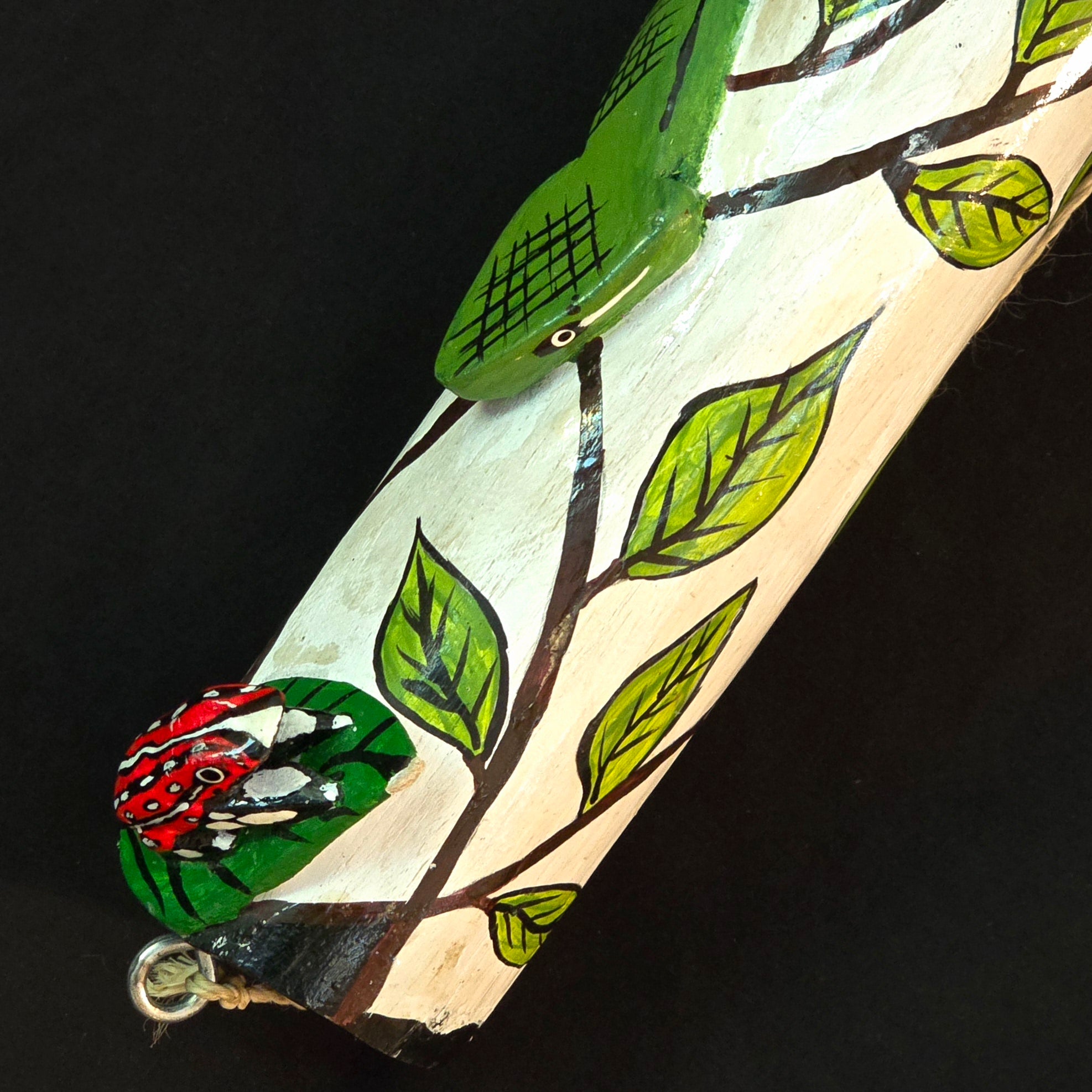 Wooden tropical snake on branch decoration - made by Peruvian Amazon artisan - Amazon Ecology