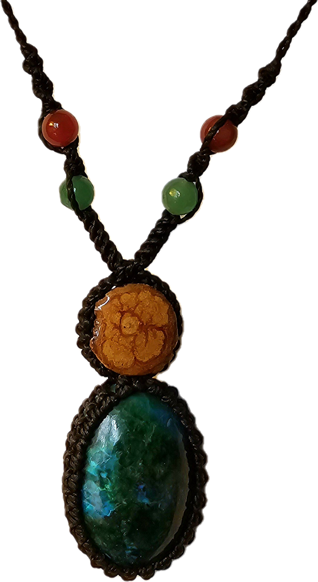 Ayahuasca vine and chrysocolla macrame necklace