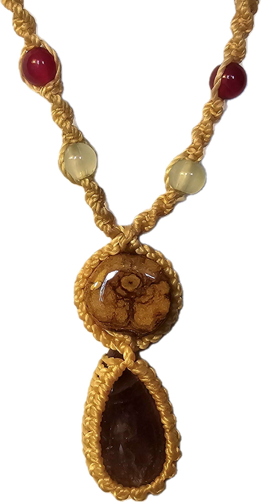 Ayahuasca vine and purple amethyst macrame necklace - Amazon Ecology
