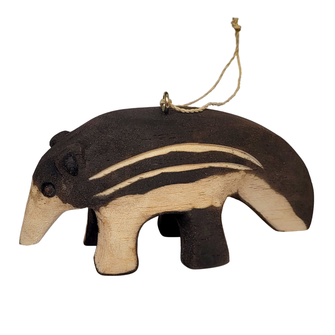 ANTEATER BALSA WOOD FAIR -TRADE ORNAMENT - CARVED BY PERUVIAN AMAZON ARTISAN - Amazon Ecology