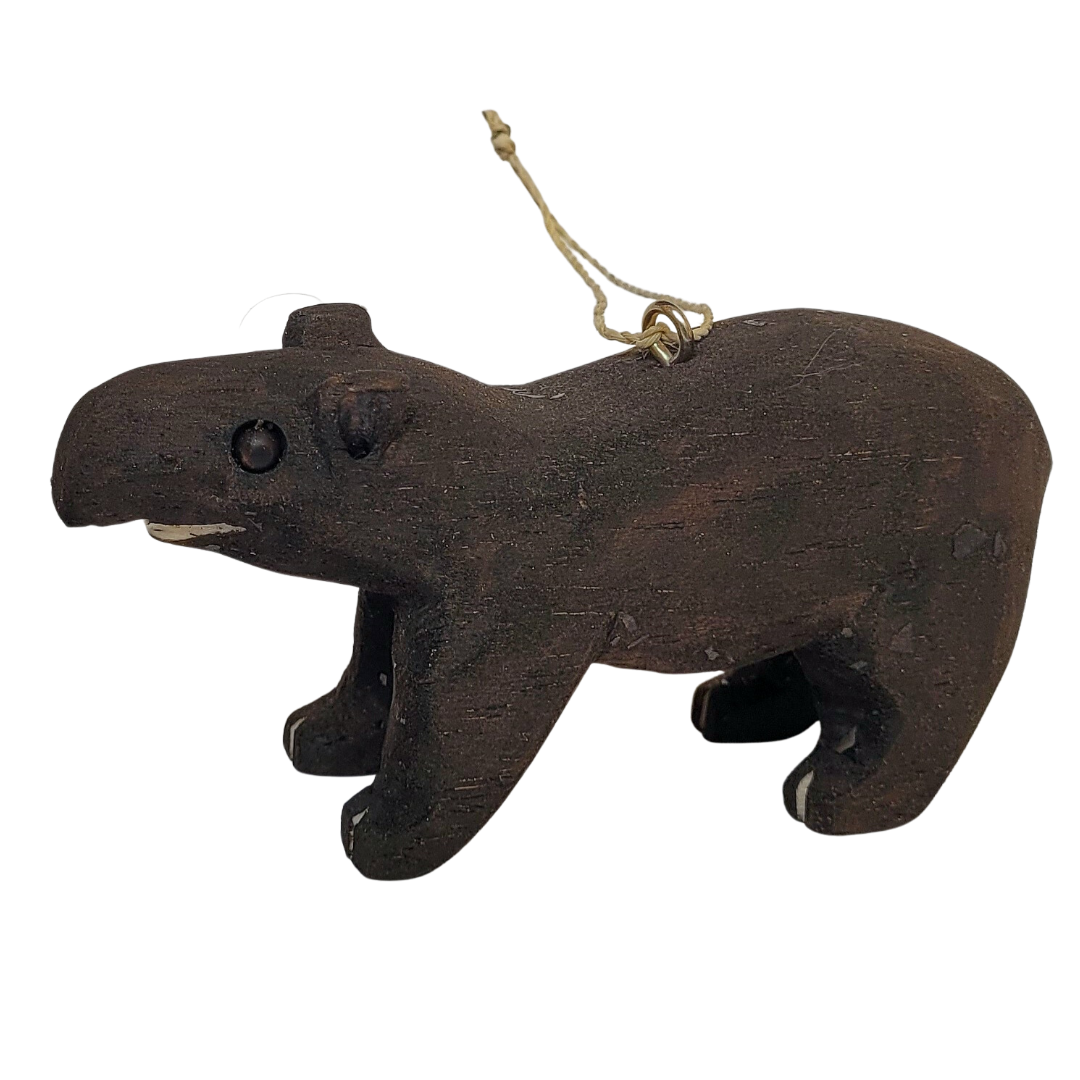 TAPIR BALSA WOOD FAIR -TRADE ORNAMENT - CARVED BY PERUVIAN AMAZON ARTISAN - Amazon Ecology