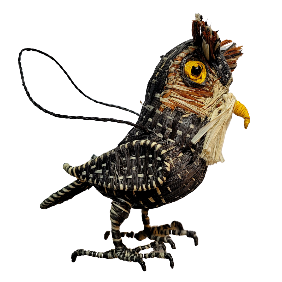 SCREECH OWL BIRD FAIR -TRADE ORNAMENT AND DECORATION- WOVEN BY PERUVIAN AMAZON ARTISAN - Amazon Ecology