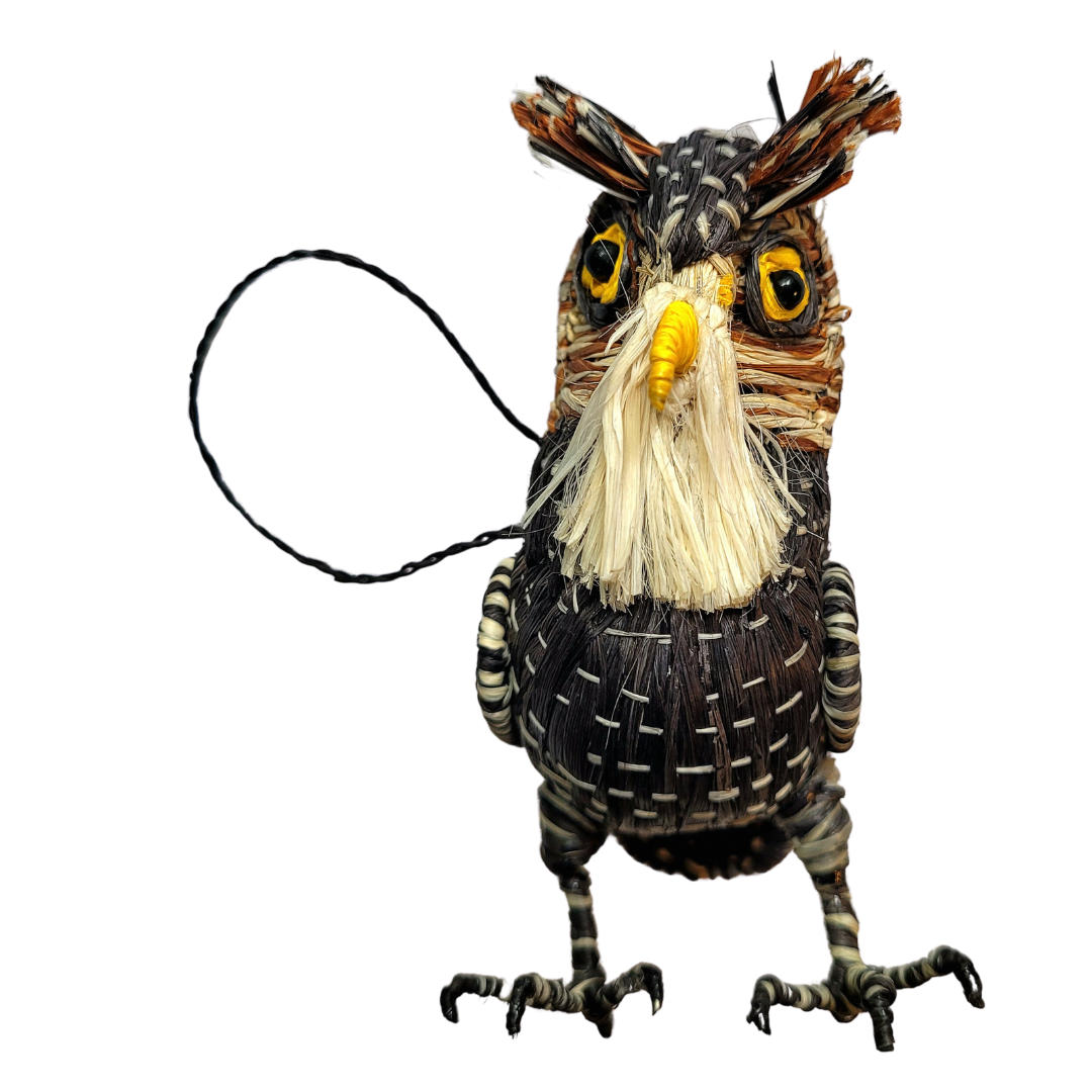 SCREECH OWL BIRD FAIR -TRADE ORNAMENT AND DECORATION- WOVEN BY PERUVIAN AMAZON ARTISAN - Amazon Ecology
