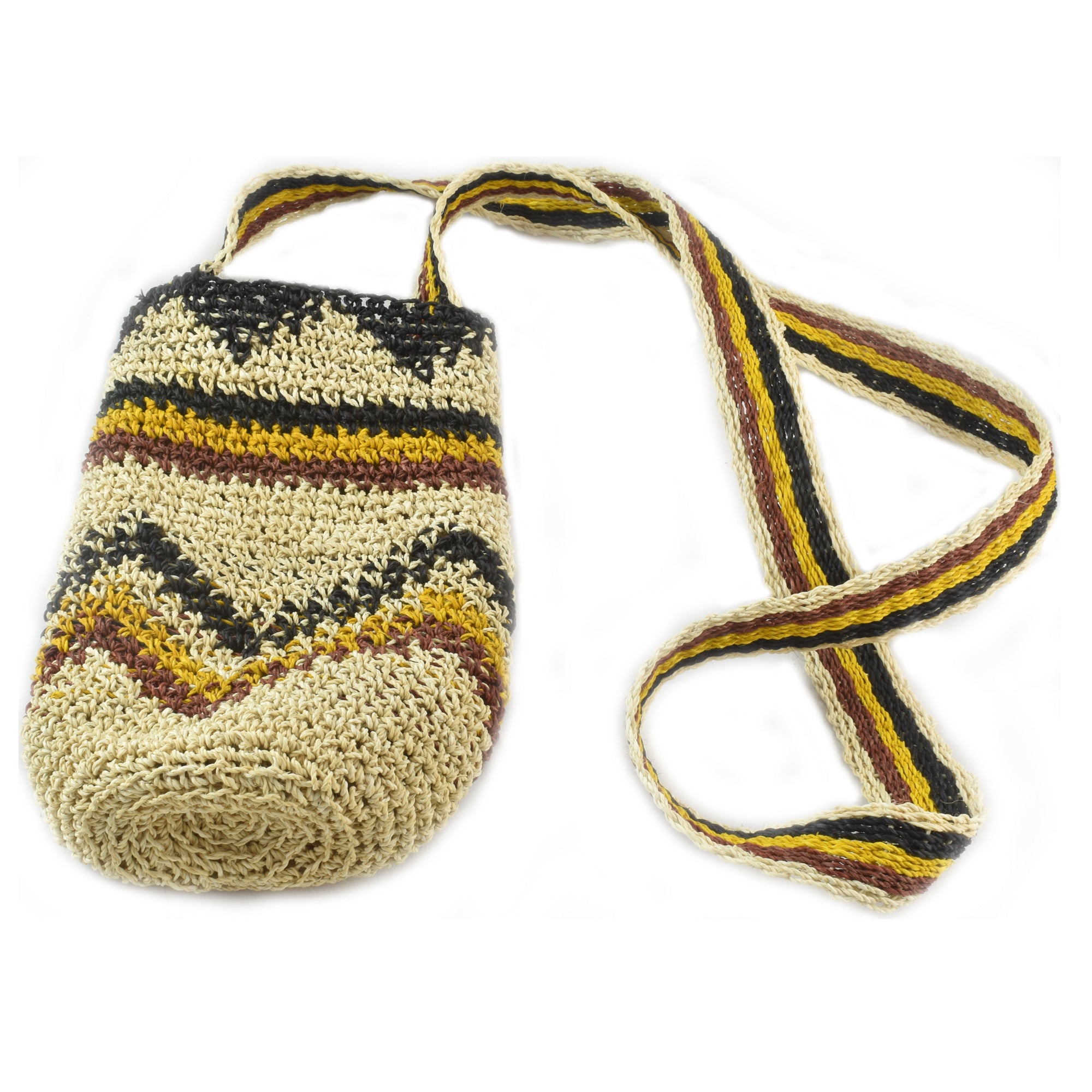 Fair-Trade Bottle Carrier/Wine Tote with zig zag Bora native pattern
