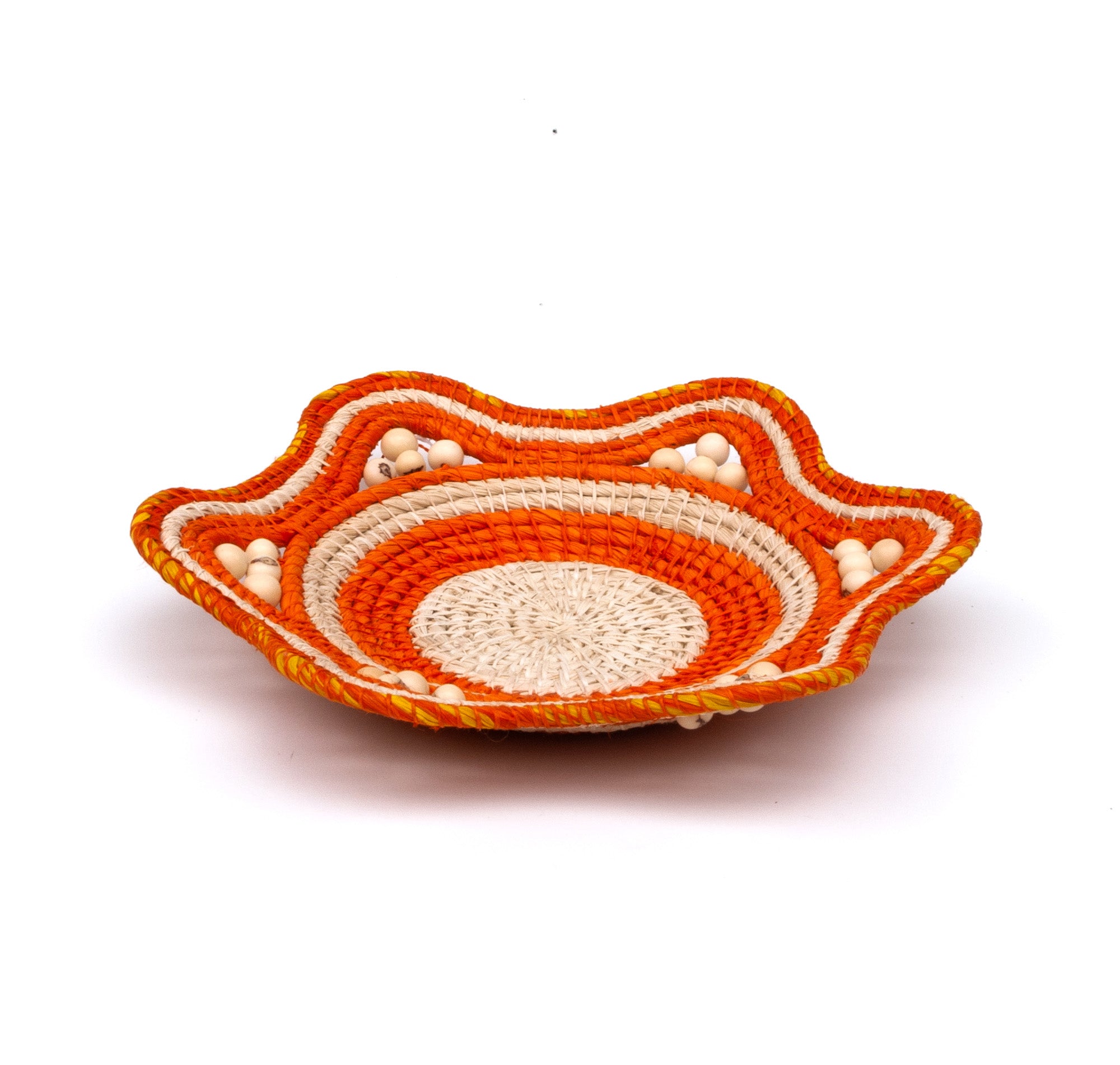 Peaches and Cream Handwoven Decorative Basket - Fair Trade and Hand Made by Peruvian Amazon Artisan - Amazon Ecology