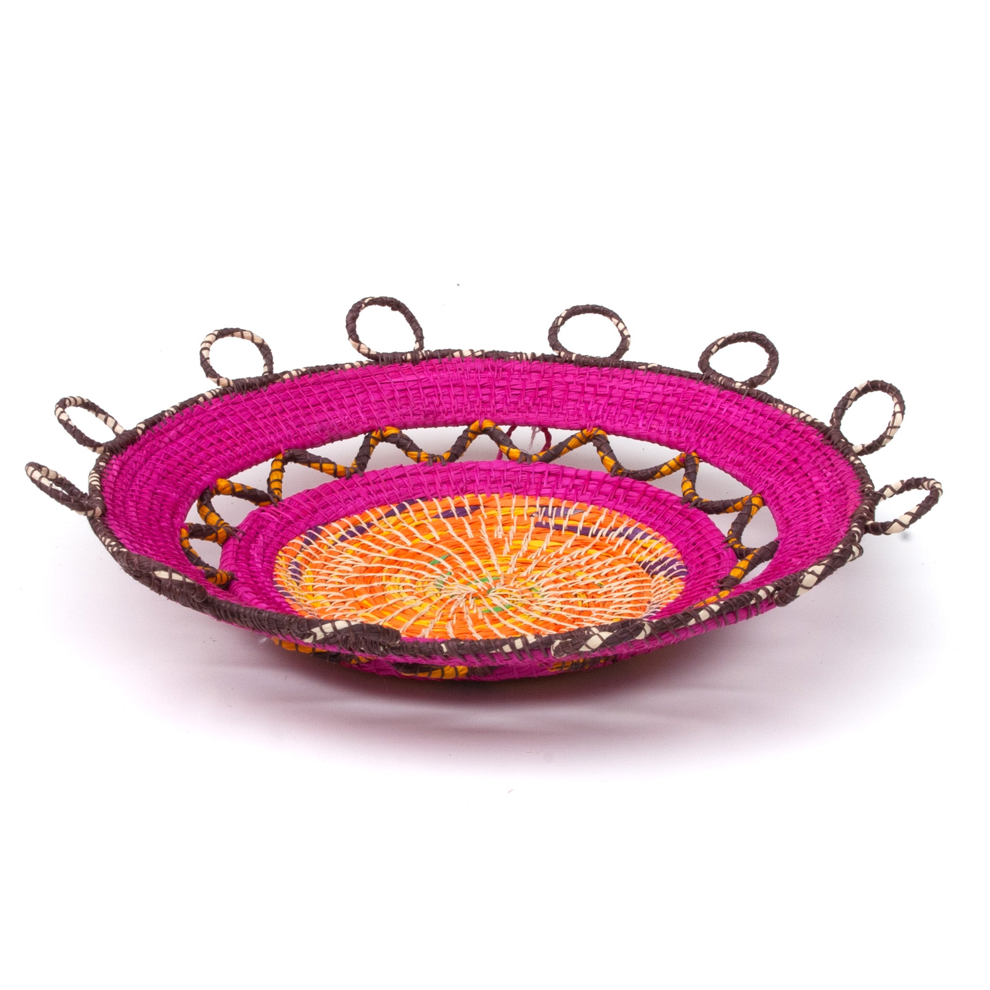 RASPBERRY LOOPS - HANDMADE CHAMBIRA PALM FIBER BASKET - WOVEN BY ARTISAN FROM PERUVIAN AMAZON - Amazon Ecology