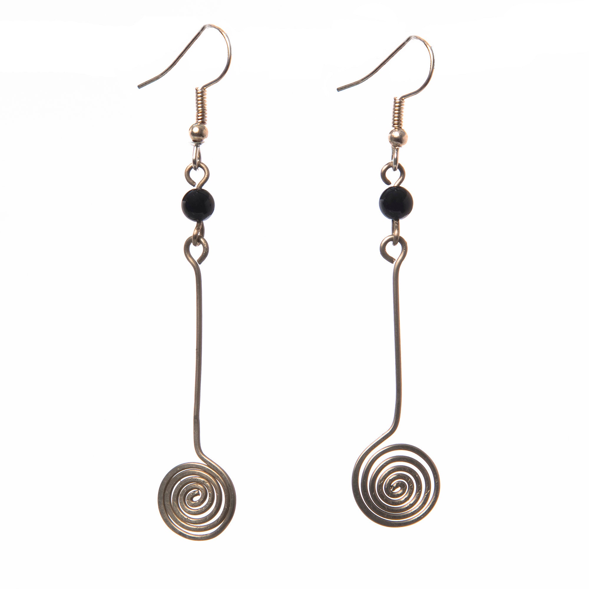 Silver Wire Coil Design Hanging Earrings - Amazon Ecology