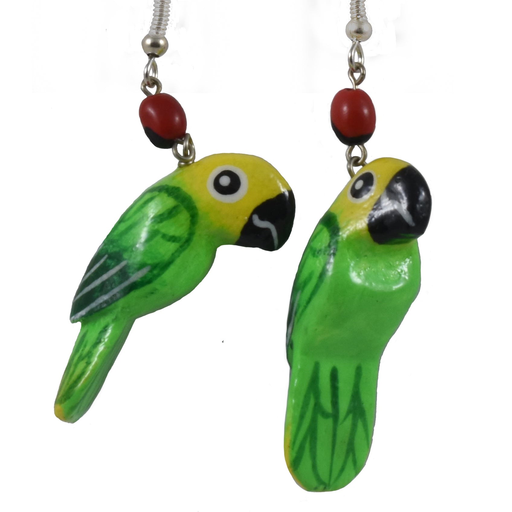 Parrot Balsa Wood Earrings - made by artisans from the Peruvian Amazon