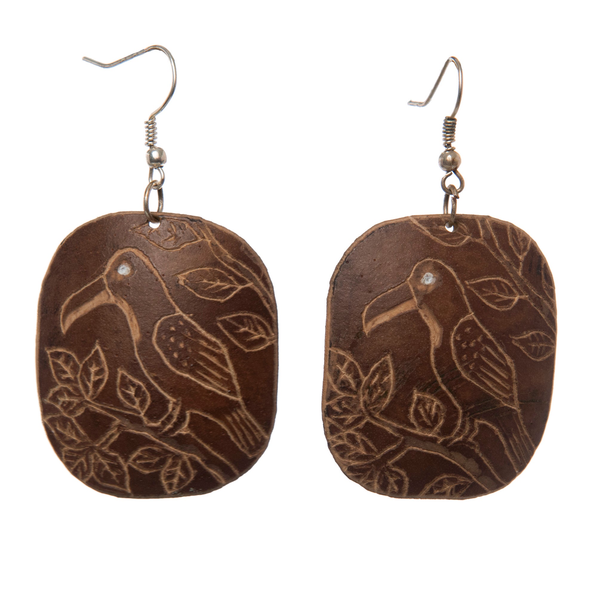 Calabash Wildlife Design Earrings - handmade by native Peruvian Amazon artisan - Amazon Ecology